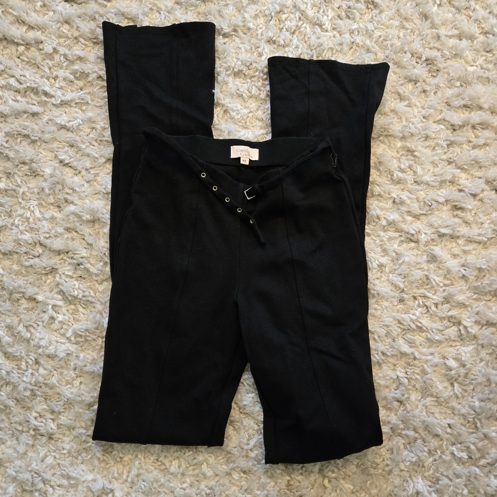 Camila Coelho Black Wide-Leg Flare Stretchy Pants XS
